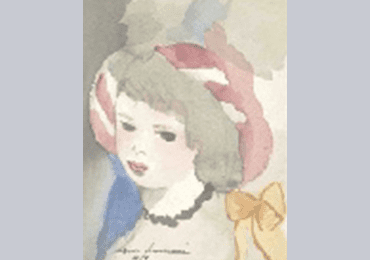 少女画 マリー・ローランサン作 シミ・サイン有り・額付き