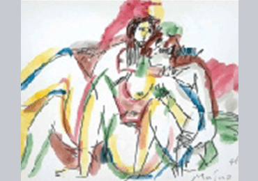 男と女 池田満寿夫作 サイン有・額付き