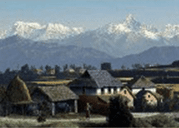 作者不明:村の風景画